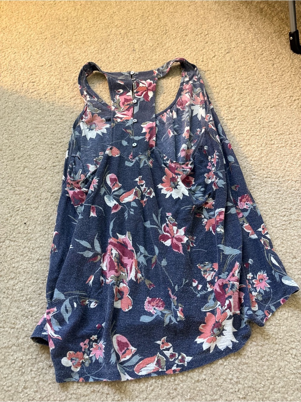 Navy Floral Racerback Tank Top - Picture 3 of 4